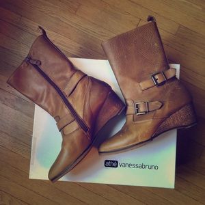 VANESSA BRUNO mid-calf camel leather boots 38/8